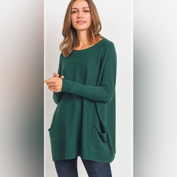 tea n rose Sweaters - tea n rose Two Pocket Sweater In Hunter Green Size M/L